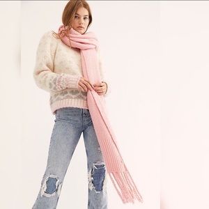 FREE PEOPLE Pink Jaded Ribbed Blanket Scarf Wrap